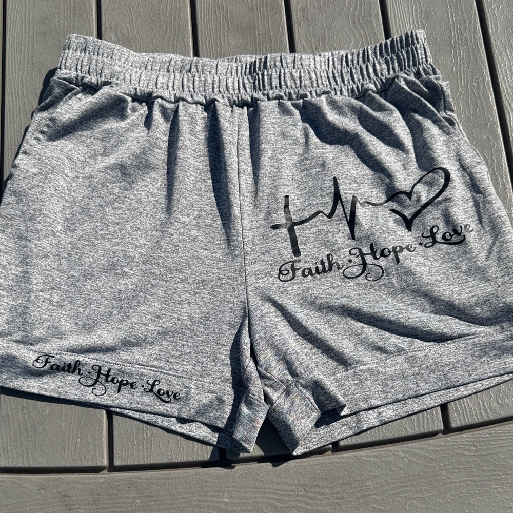 Gray Women's Shorts with Heartbeat Design